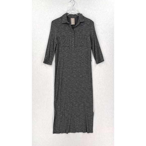 ANTHROPOLOGIE DOLAN Sarana Dress Womens Small Gray Black White Collared Belt - Picture 2 of 14